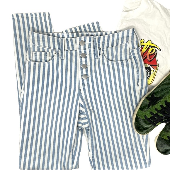 High rise skinny blue stripe jeans target universal threads - Picture 1 of 9
